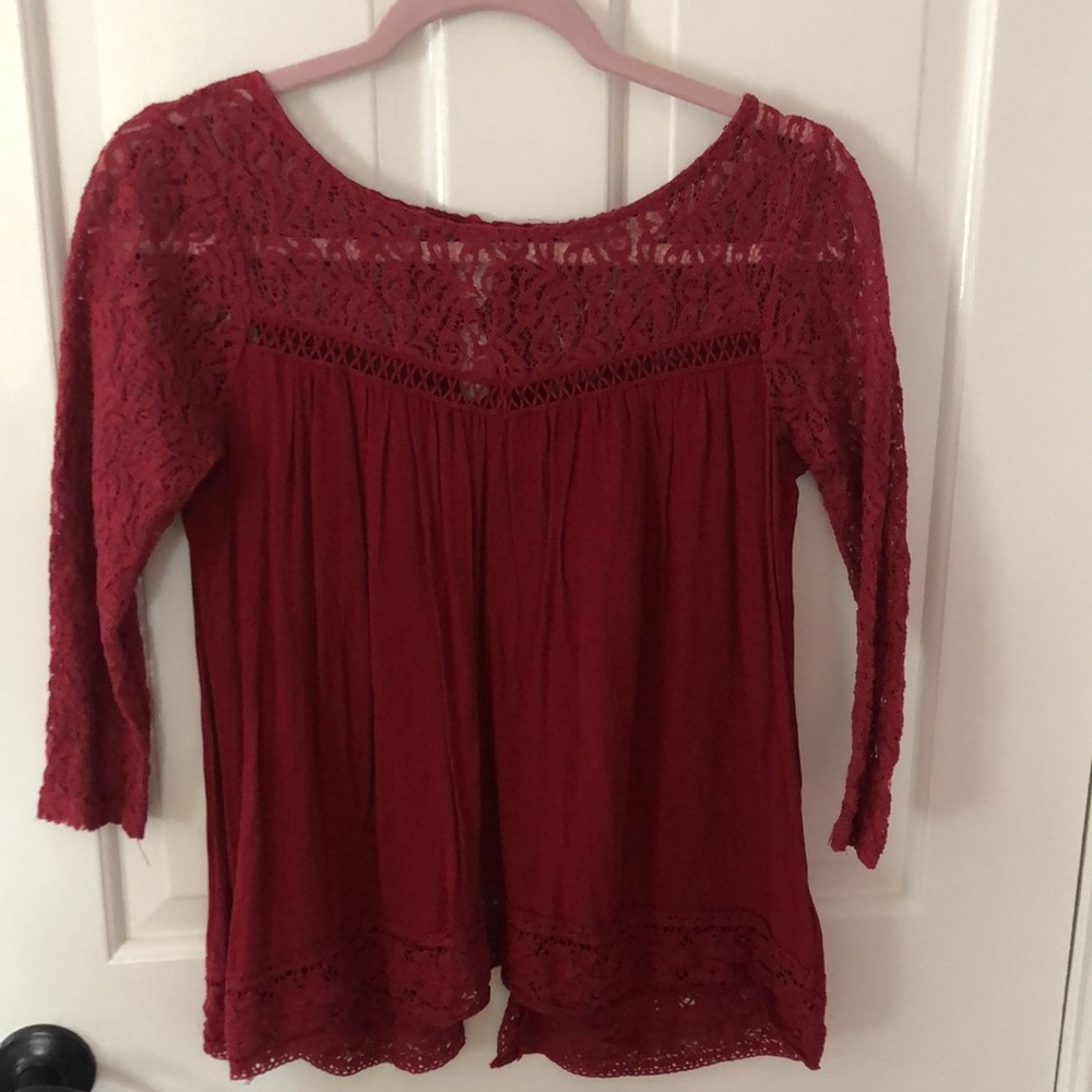 Red Top with Lace detailing